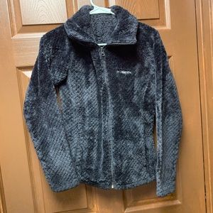 Black zip up Columbia fuzzy jacket